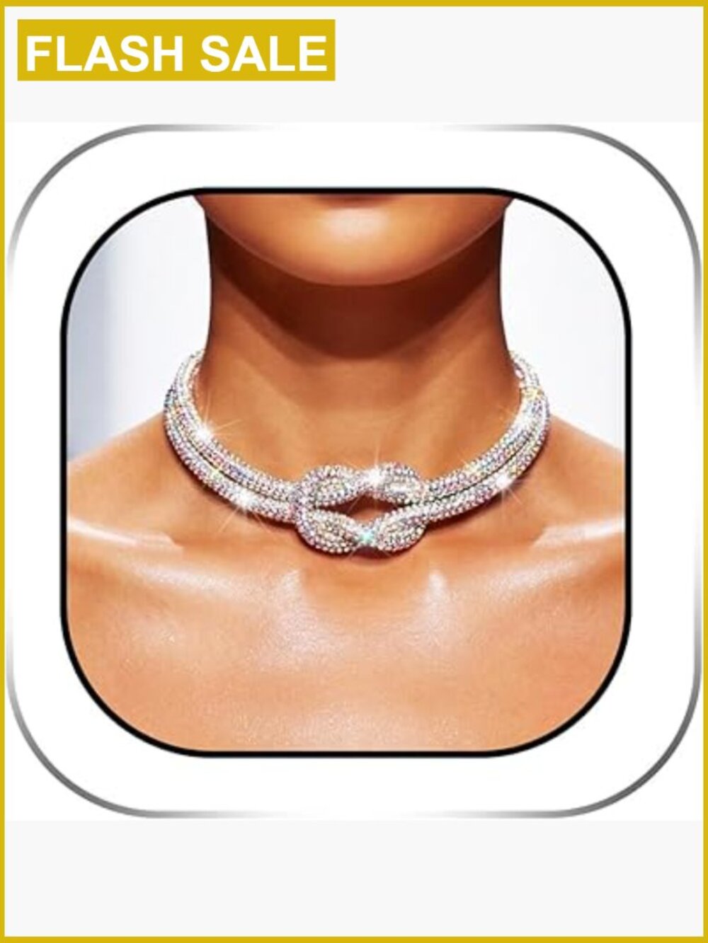 Sparkly Crystal Rhinestone Choker Knot Necklace for Party Daily Wear